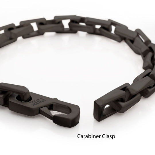 Men's Black IP Steel Interlock Link Bracelet with Black Spinel