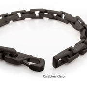 Men's Black IP Steel Interlock Link Bracelet with Black Spinel – 7.5mm Matte Finish
