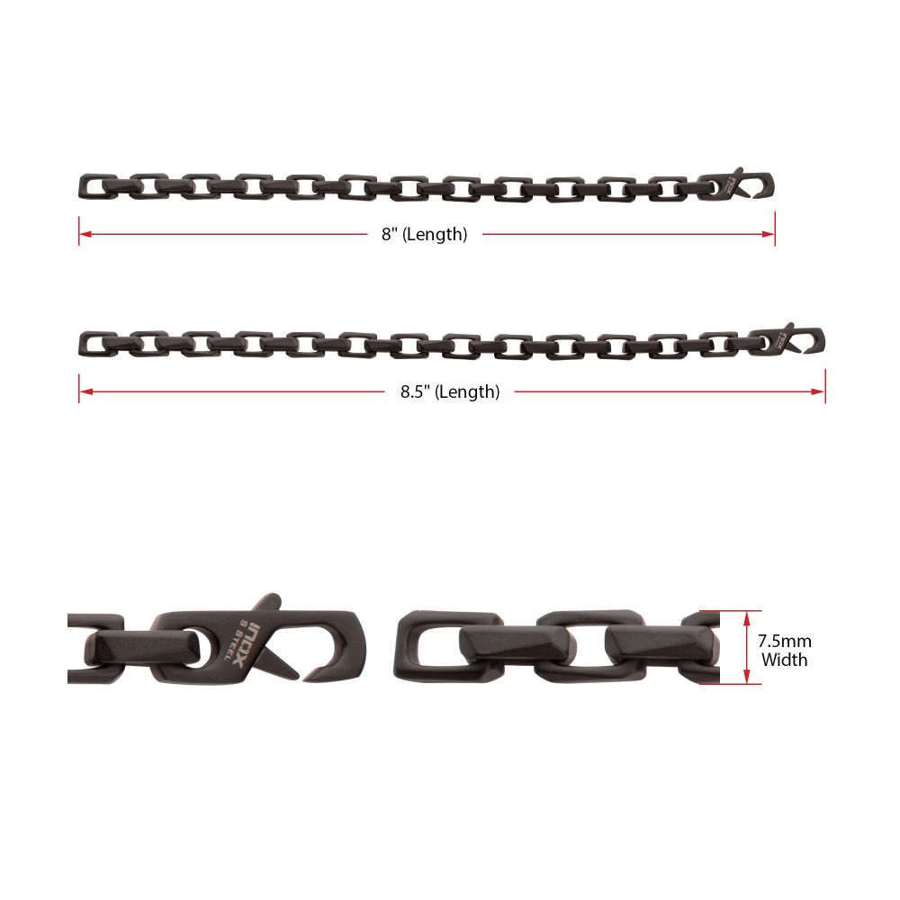 Men's Black IP Steel Interlock Link Bracelet with Black Spinel
