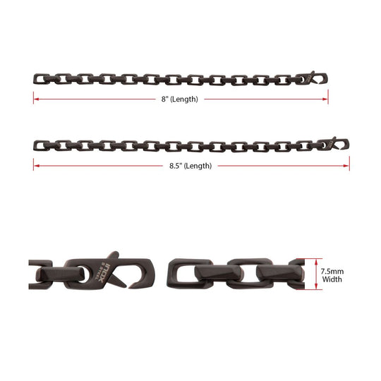 Men's Black IP Steel Interlock Link Bracelet with Black Spinel