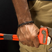 Men's Black IP Steel Interlock Link Bracelet with Black Spinel – 7.5mm Matte Finish