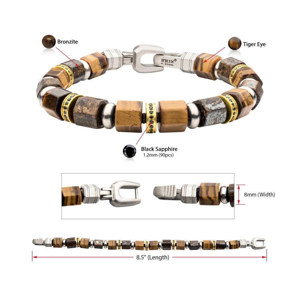 Men’s Bushido Musashi Bronzite & Tiger Eye Bracelet