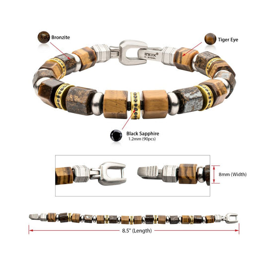 Men’s Bushido Musashi Bronzite & Tiger Eye Bracelet