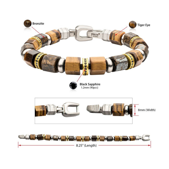 Men’s Bushido Musashi Bronzite & Tiger Eye Bracelet