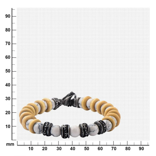 8mm White Howlite Beads with Taupe Wood Separators Bracelet