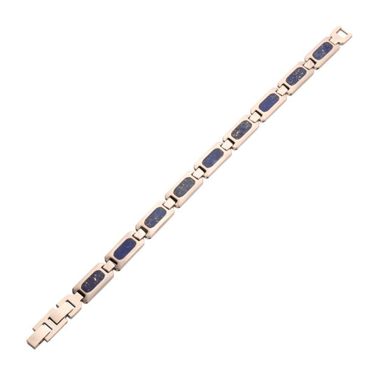 Men's Stainless Steel Lapis Lazuli Link Bracelet