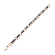 Matte Finish Stainless Steel Lapis Lazuli Stone Inlay Sizeable Link Bracelet