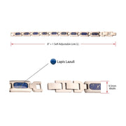 Matte Finish Stainless Steel Lapis Lazuli Stone Inlay Sizeable Link Bracelet