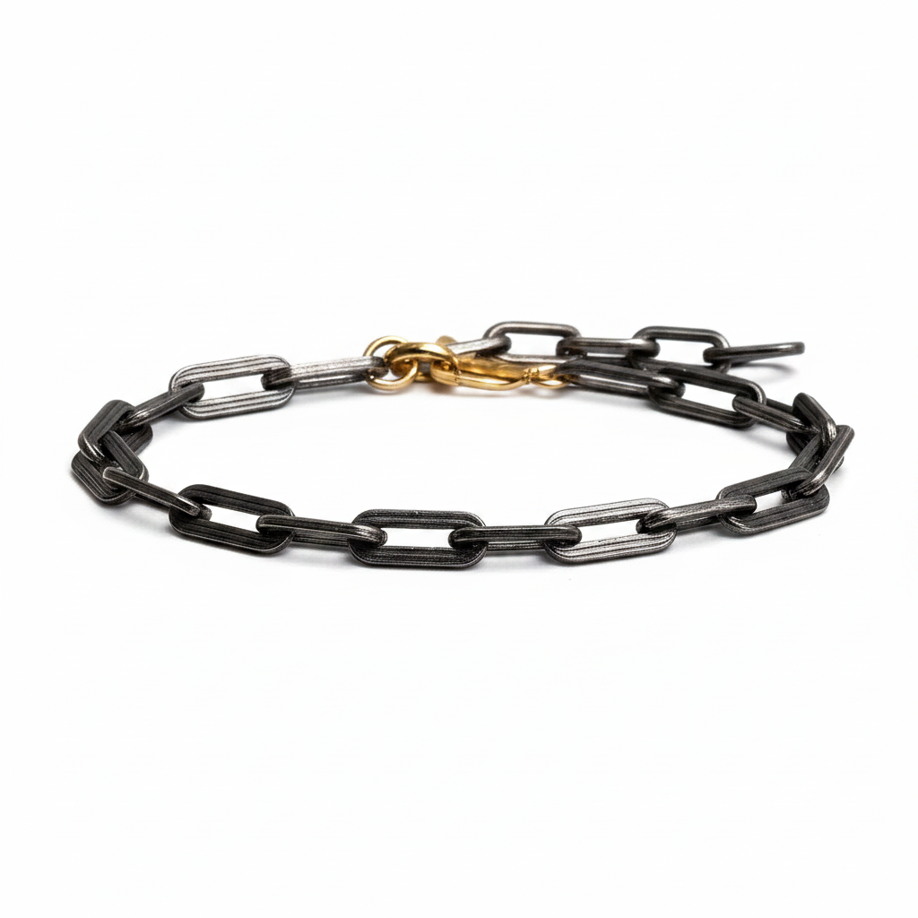 Men's Oxidized 925 Silver Chain Bracelet on white background