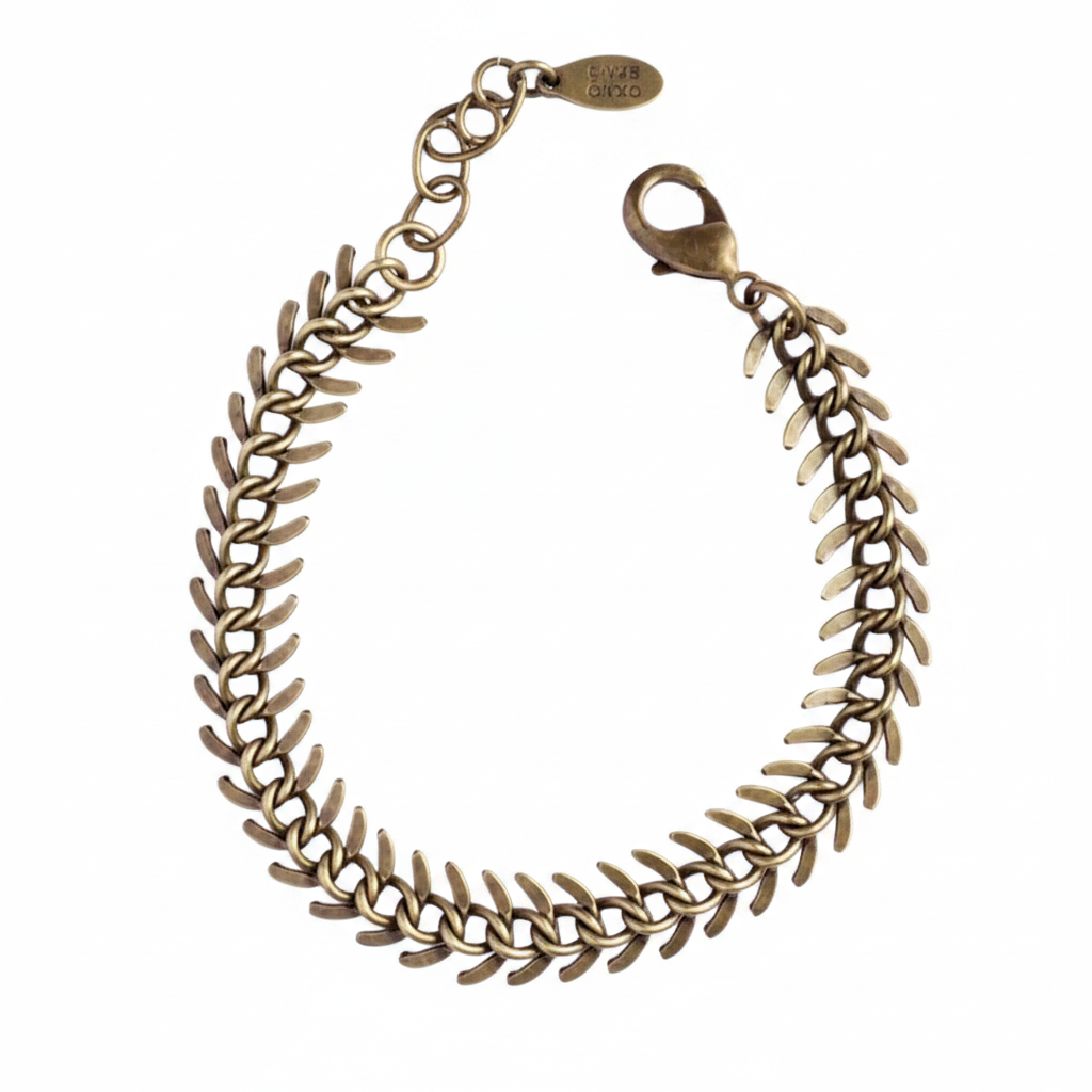 Brass Spine Chain Bracelet on white background