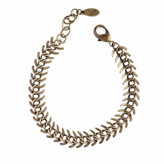 Brass Spine Chain Bracelet on white background