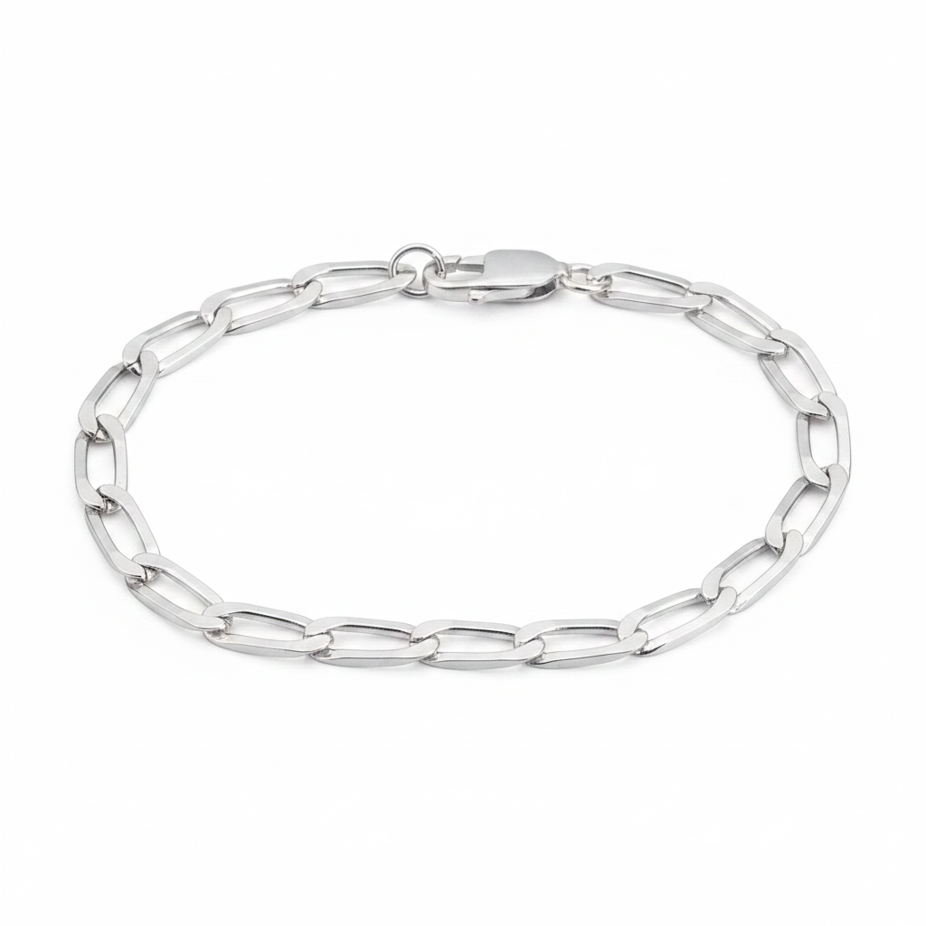 Men's 925 Sterling Silver Cuban Link Bracelet on white background