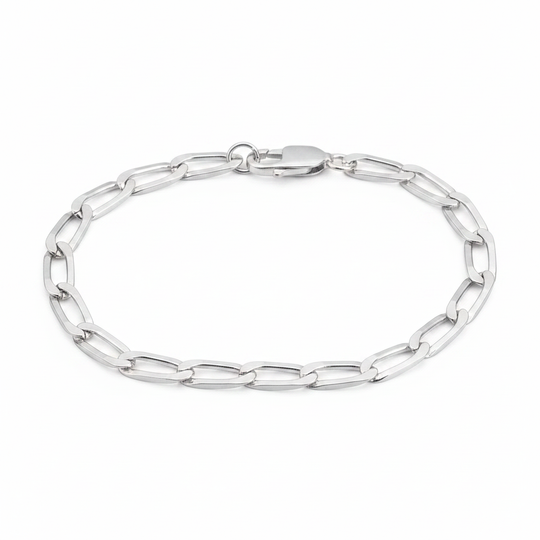 Men's 925 Sterling Silver Cuban Link Bracelet on white background