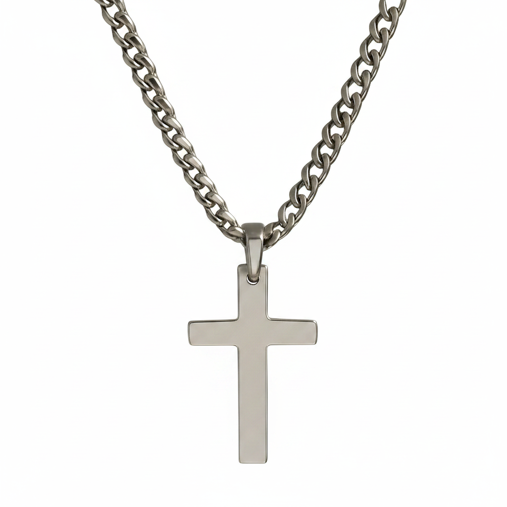 Cross pendant on white background