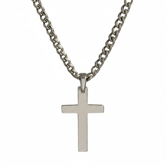 Cross pendant on white background