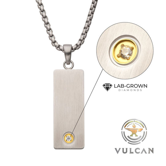 Men’s Matte Steel Diamond Dog Tag Pendant