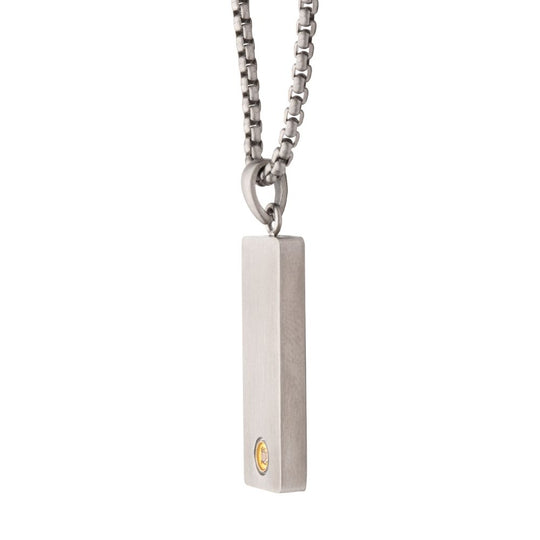Men’s Matte Steel Diamond Dog Tag Pendant