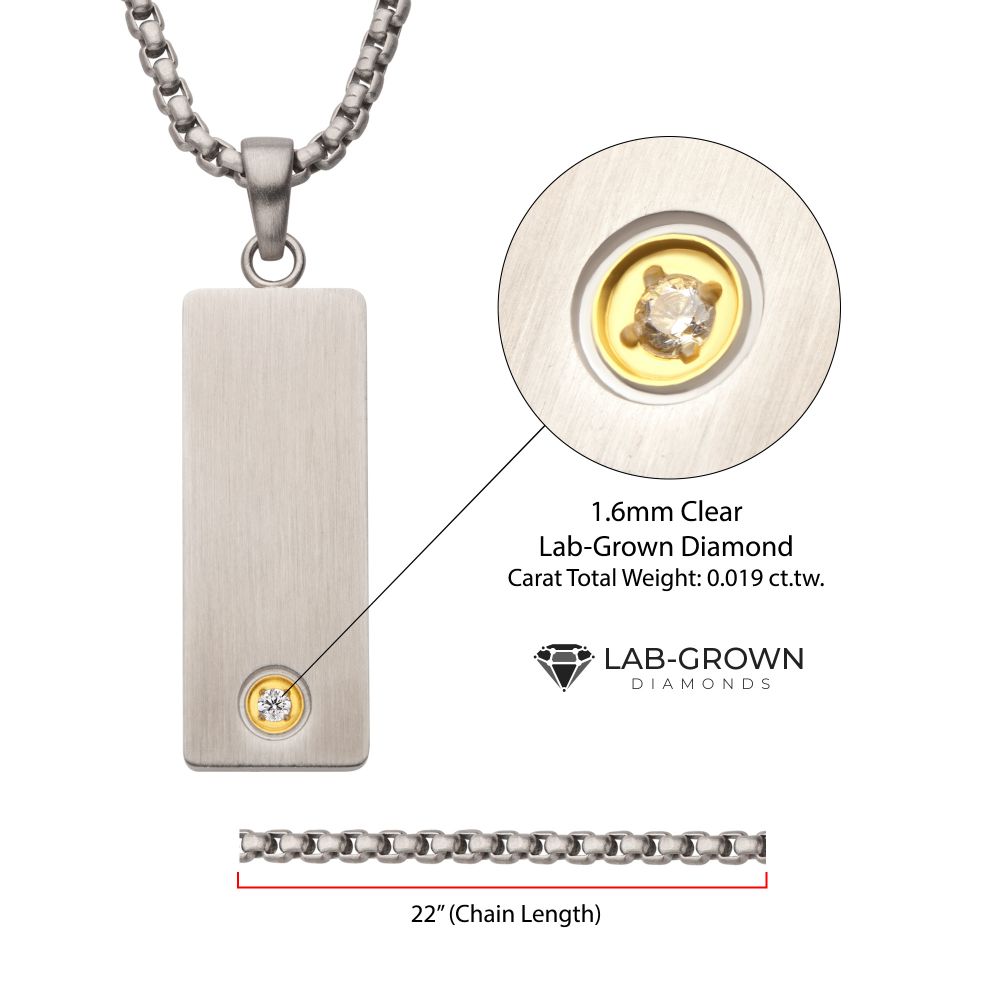 Men’s Matte Steel Diamond Dog Tag Pendant