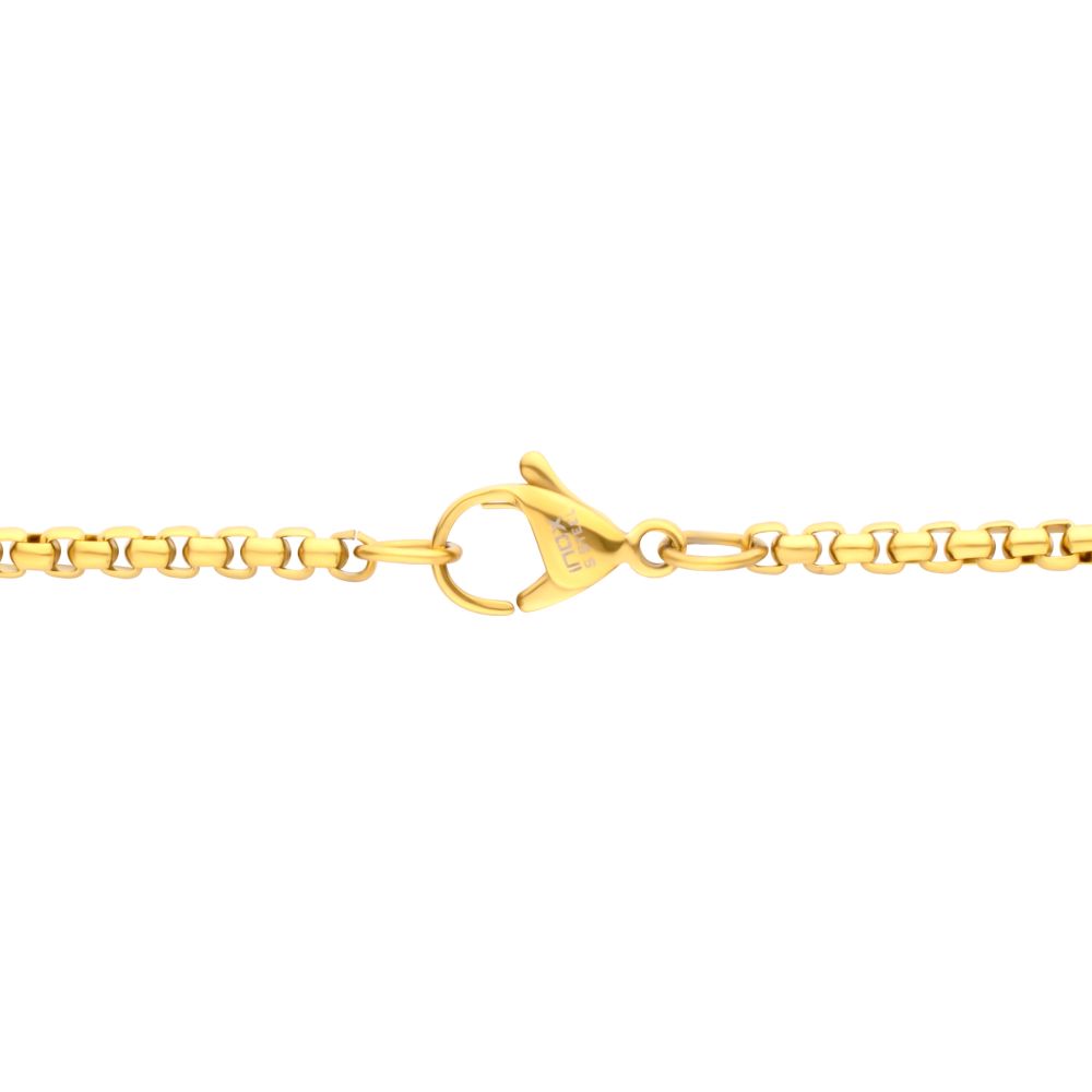 18Kt Gold IP Matte Finish Steel Black Onyx Stone Inlay with Lab-Grown Diamond Cross Pendant