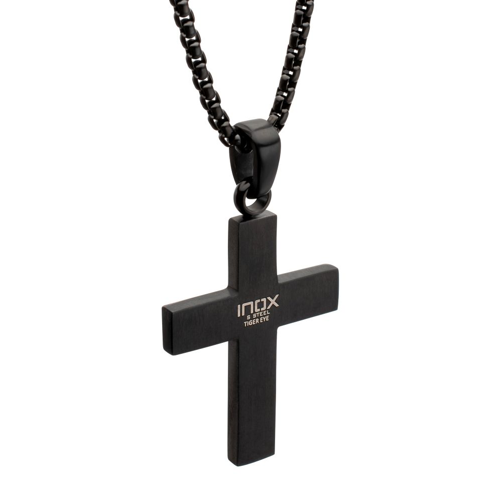 Men's Tiger Eye & Diamond Cross Pendant