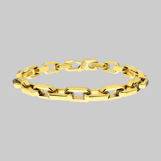 Men's 8mm Polished Finish 18Kt Gold IP Steel Paperclip Chain Bracelet