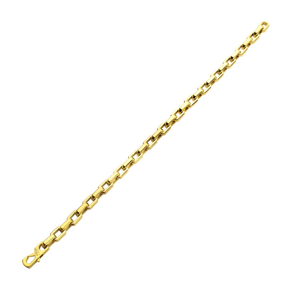 Men's 8mm Polished Finish 18Kt Gold IP Steel Paperclip Chain Bracelet
