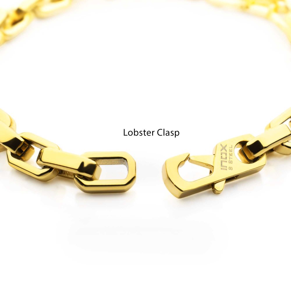 Men's 8mm Polished Finish 18Kt Gold IP Steel Paperclip Chain Bracelet