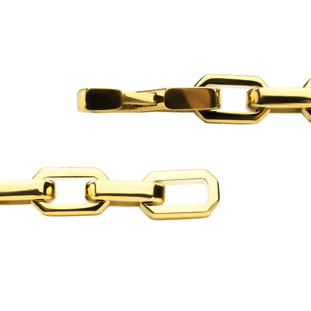 Men's 8mm Polished Finish 18Kt Gold IP Steel Paperclip Chain Bracelet
