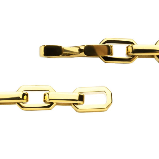 Men's 8mm Polished Finish 18Kt Gold IP Steel Paperclip Chain Bracelet