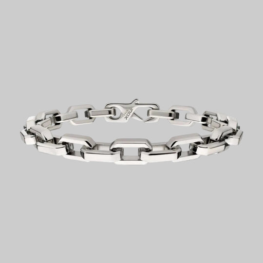 Men's 8mm Polished Finish Stainless Steel Paperclip Chain Bracelet