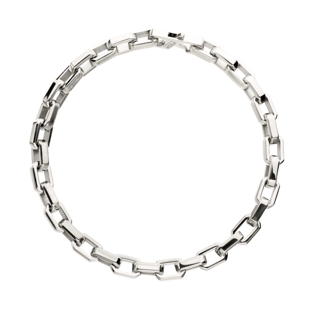 Men's 8mm Polished Finish Stainless Steel Paperclip Chain Bracelet