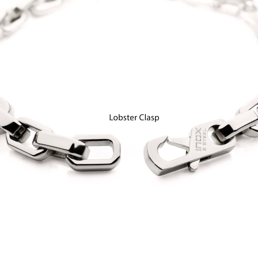 Men's 8mm Polished Finish Stainless Steel Paperclip Chain Bracelet
