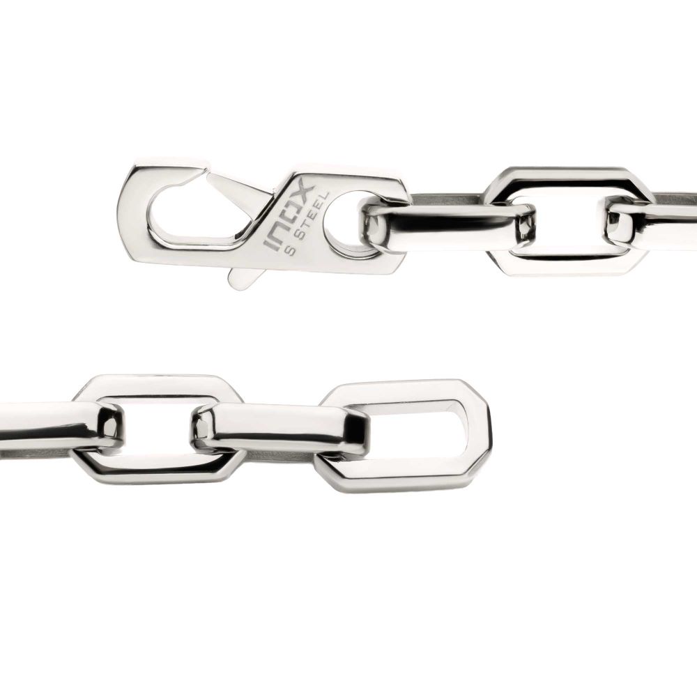 Men's 8mm Polished Finish Stainless Steel Paperclip Chain Bracelet