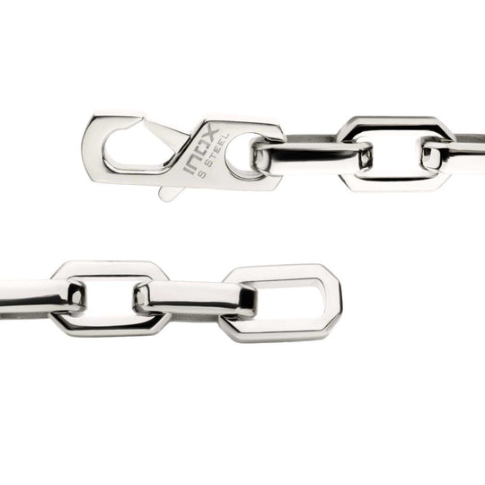 Men's 8mm Polished Finish Stainless Steel Paperclip Chain Bracelet