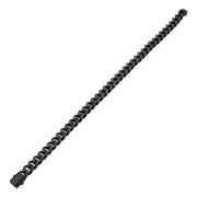 Men’s 8mm Black IP Steel Miami Cuban Chain Bracelet with CNC-Set Black Spinel & Double Tab Clasp