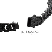 Men’s 8mm Black IP Steel Miami Cuban Chain Bracelet with CNC-Set Black Spinel & Double Tab Clasp