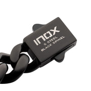 Men’s 8mm Black IP Steel Miami Cuban Chain Bracelet with CNC-Set Black Spinel & Double Tab Clasp