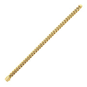 Men’s 8mm 18K Gold IP Steel Miami Cuban Chain Bracelet with CNC-Set Clear Cubic Zirconia