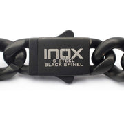 Men’s 12mm Matte Black Cuban Bracelet with CNC-Set Black Spinel & Double Tab Box Clasp