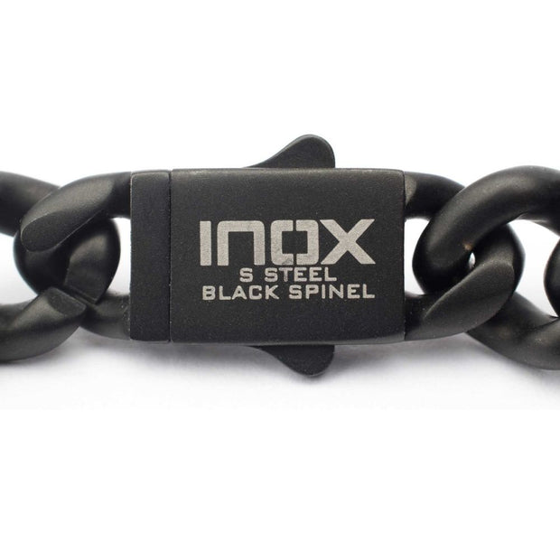 Men’s 12mm Matte Black Cuban Bracelet with CNC-Set Black Spinel & Double Tab Box Clasp