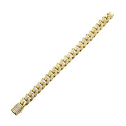 12mm 18Kt Gold IP Miami Cuban Chain Bracelet with CNC Precision Set Full Clear Cubic Zirconia Double Tab Box Clasp