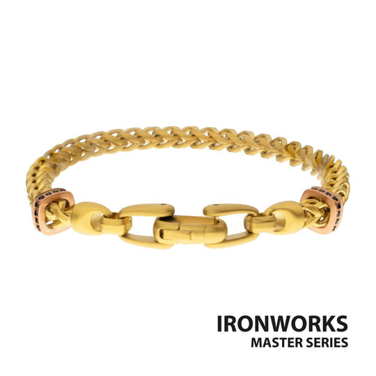 IRONWORKS Chevron Franco Bracelet – Black Sapphire & Rose Gold IP