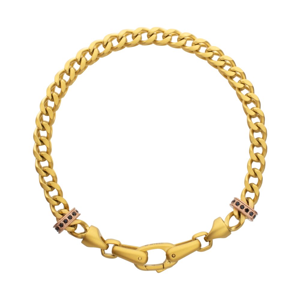 IRONWORKS Chevron Franco Bracelet – Black Sapphire & Rose Gold IP