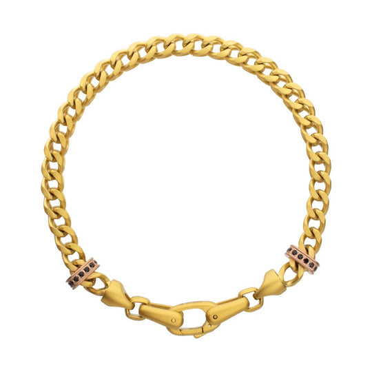 IRONWORKS Chevron Franco Bracelet – Black Sapphire & Rose Gold IP