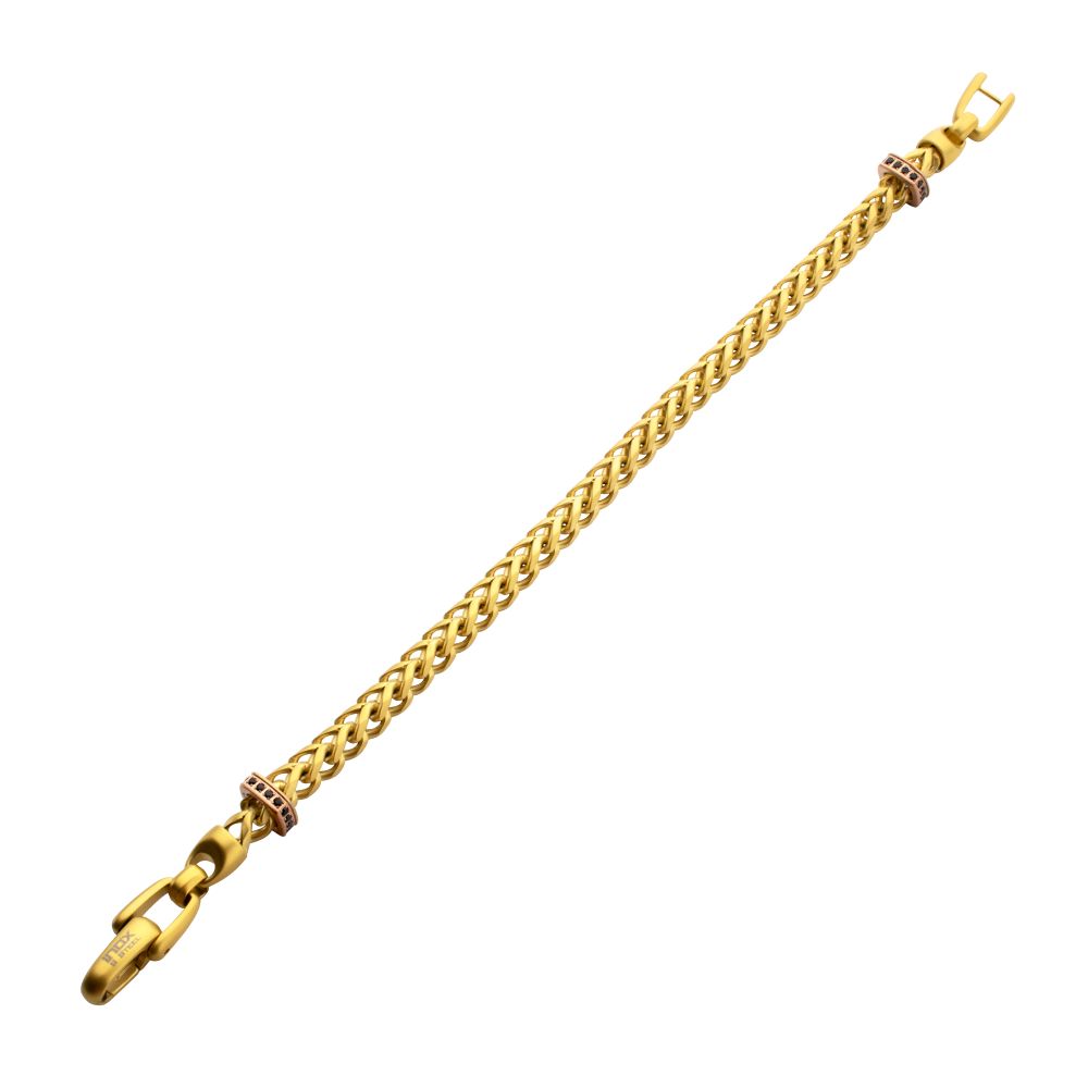 IRONWORKS Chevron Franco Bracelet – Black Sapphire & Rose Gold IP