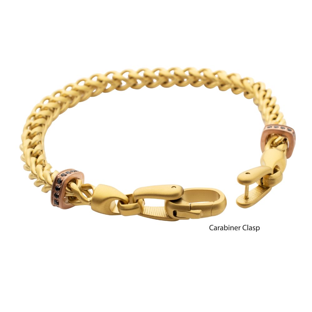 IRONWORKS Chevron Franco Bracelet – Black Sapphire & Rose Gold IP