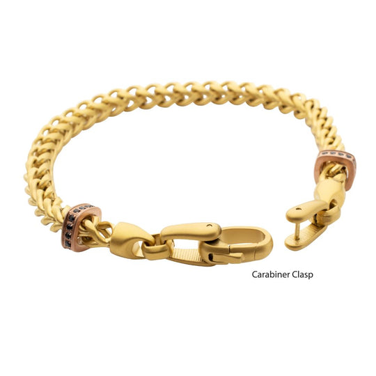 IRONWORKS Chevron Franco Bracelet – Black Sapphire & Rose Gold IP