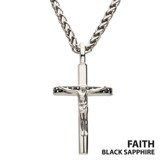 Men's Black Sapphire Crucifix Pendant