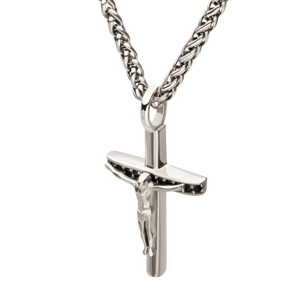 Men's Black Sapphire Crucifix Pendant