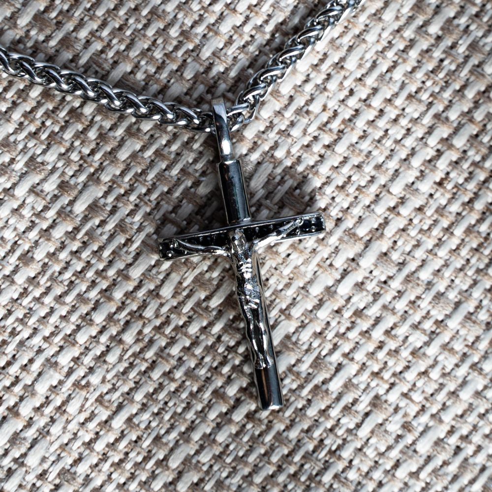 Men's Black Sapphire Crucifix Pendant